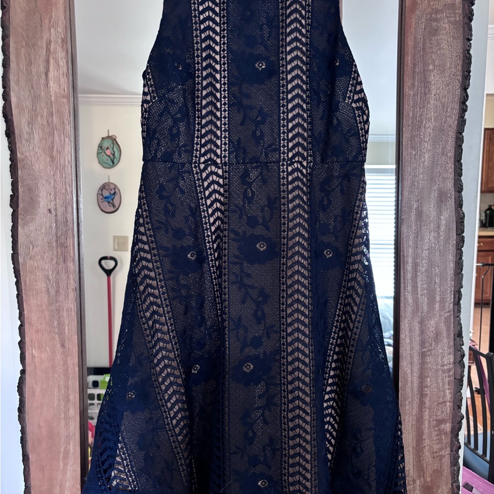 Anthropologie Navy Lace Midi Dress